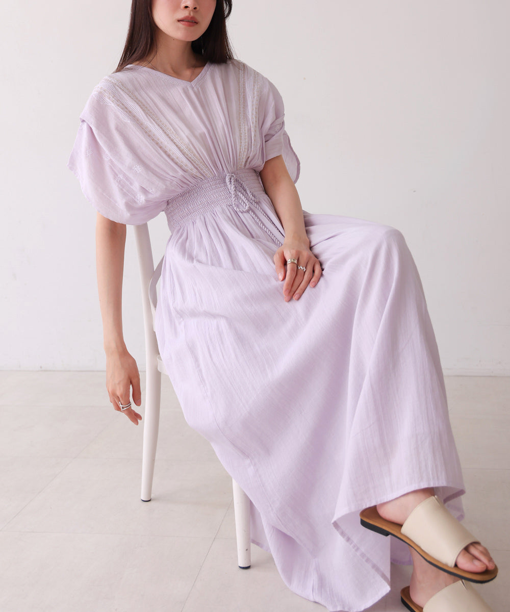 【S・Mサイズ展開】フロント刺繍ウエストシャーリングワンピース