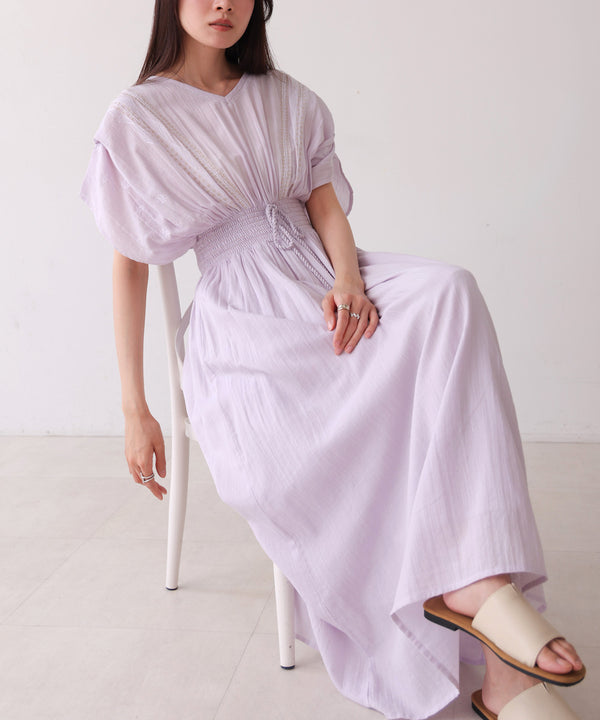 【S・Mサイズ展開】フロント刺繍ウエストシャーリングワンピース