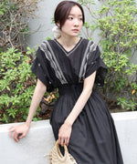 【S・Mサイズ展開】フロント刺繍ウエストシャーリングワンピース