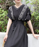 【S・Mサイズ展開】フロント刺繍ウエストシャーリングワンピース