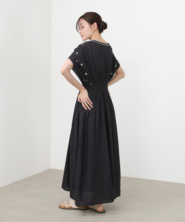 フロント刺繍ウエストシャーリングワンピース