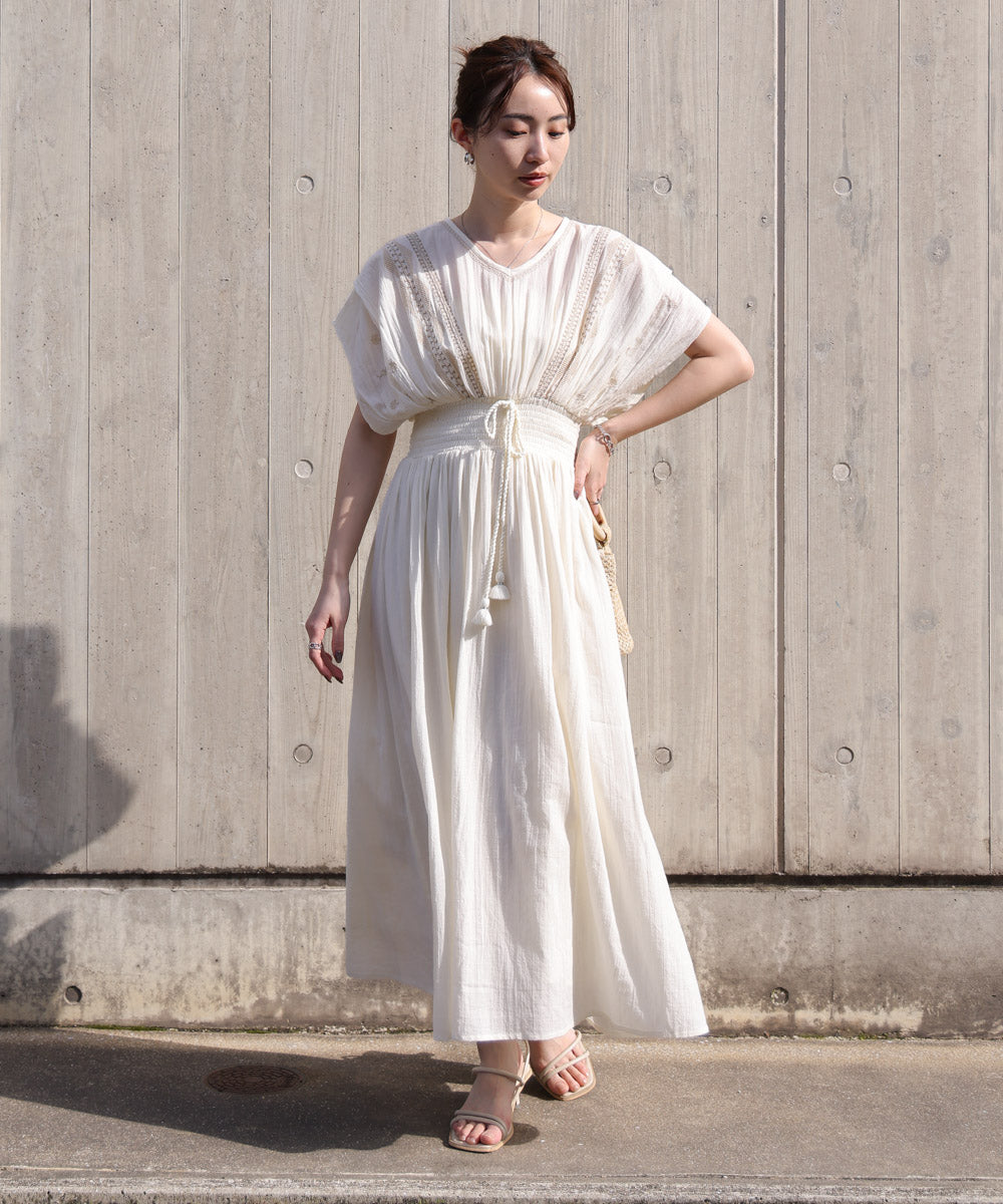 【S・Mサイズ展開】フロント刺繍ウエストシャーリングワンピース