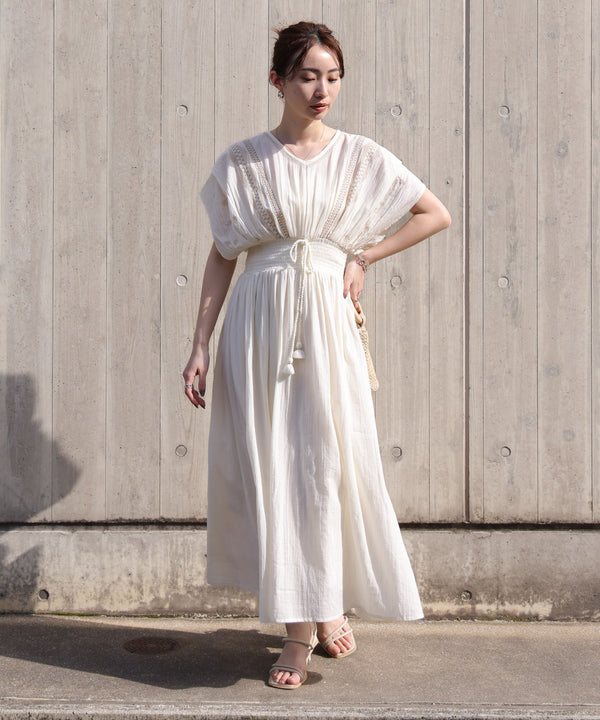 【S・Mサイズ展開】フロント刺繍ウエストシャーリングワンピース