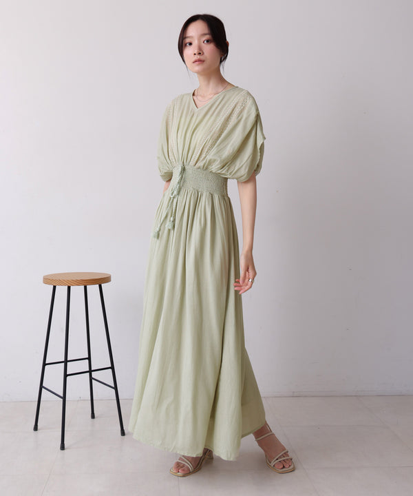 【S・Mサイズ展開】フロント刺繍ウエストシャーリングワンピース