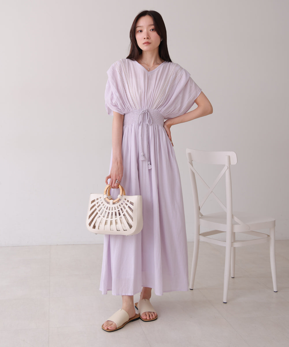 【S・Mサイズ展開】フロント刺繍ウエストシャーリングワンピース