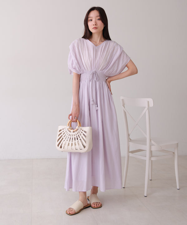 【S・Mサイズ展開】フロント刺繍ウエストシャーリングワンピース