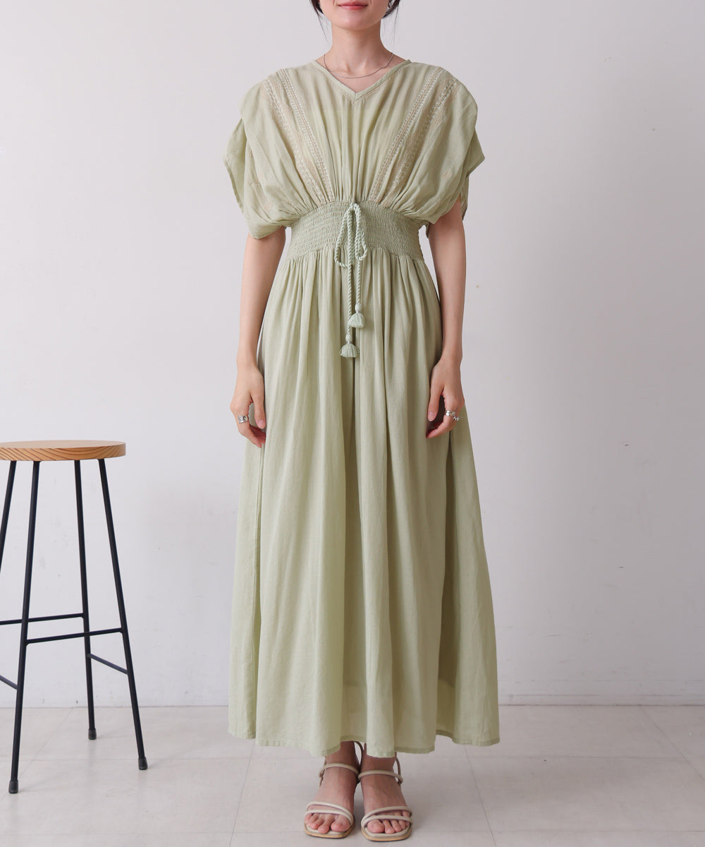 【S・Mサイズ展開】フロント刺繍ウエストシャーリングワンピース