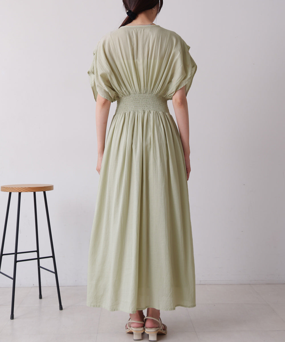 【S・Mサイズ展開】フロント刺繍ウエストシャーリングワンピース