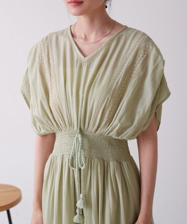 【S・Mサイズ展開】フロント刺繍ウエストシャーリングワンピース