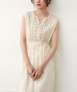 【S・Mサイズ展開】パネル刺繍ノースリワンピース