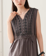 【S・Mサイズ展開】パネル刺繍ノースリワンピース