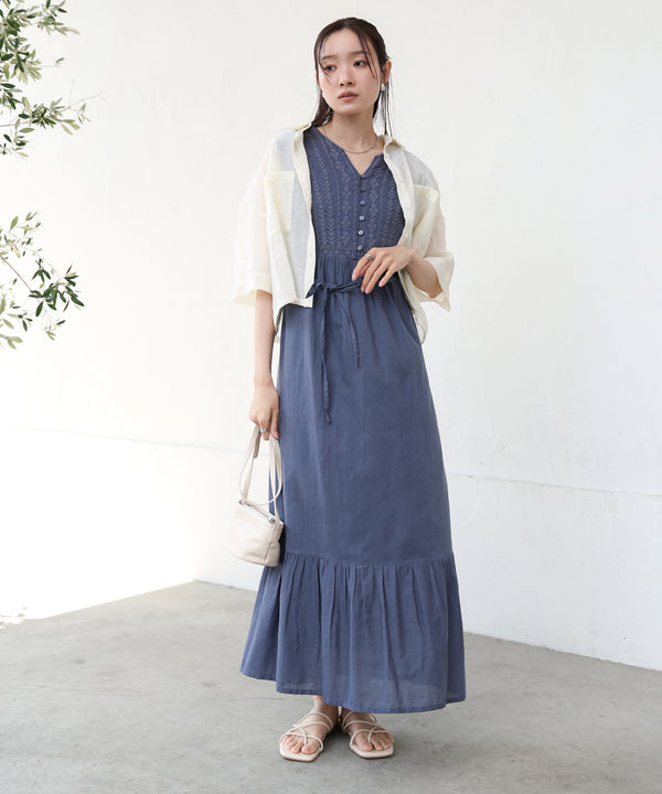 【S・Mサイズ展開】パネル刺繍ノースリワンピース