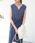 【S・Mサイズ展開】パネル刺繍ノースリワンピース