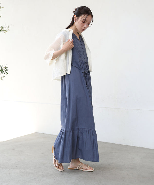 【S・Mサイズ展開】パネル刺繍ノースリワンピース