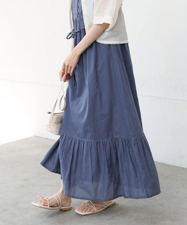 【S・Mサイズ展開】パネル刺繍ノースリワンピース