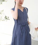 【S・Mサイズ展開】パネル刺繍ノースリワンピース