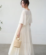 【S・Mサイズ展開】袖フレア－ティアード刺繍ワンピース