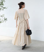 【S・Mサイズ展開】袖フレア－ティアード刺繍ワンピース