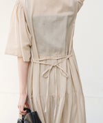 【S・Mサイズ展開】袖フレア－ティアード刺繍ワンピース