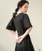 【S・Mサイズ展開】袖フレア－ティアード刺繍ワンピース