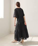 【S・Mサイズ展開】袖フレア－ティアード刺繍ワンピース