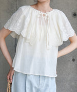 コットンボイルパンチングレースブラウス