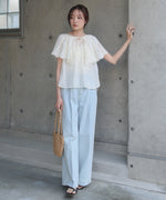 コットンボイルパンチングレースブラウス