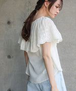 コットンボイルパンチングレースブラウス