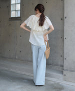 コットンボイルパンチングレースブラウス