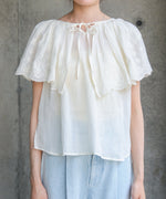 コットンボイルパンチングレースブラウス