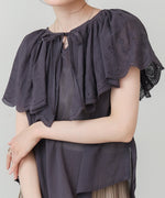 コットンボイルパンチングレースブラウス