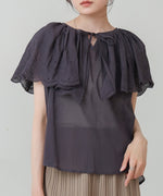 コットンボイルパンチングレースブラウス