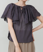 コットンボイルパンチングレースブラウス