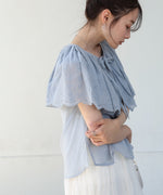 コットンボイルパンチングレースブラウス