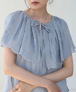 コットンボイルパンチングレースブラウス