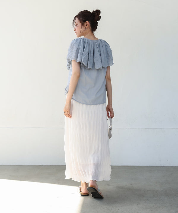 コットンボイルパンチングレースブラウス