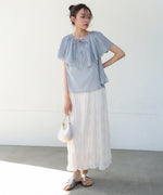 コットンボイルパンチングレースブラウス