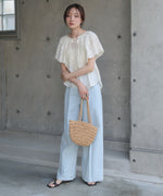 コットンボイルパンチングレースブラウス