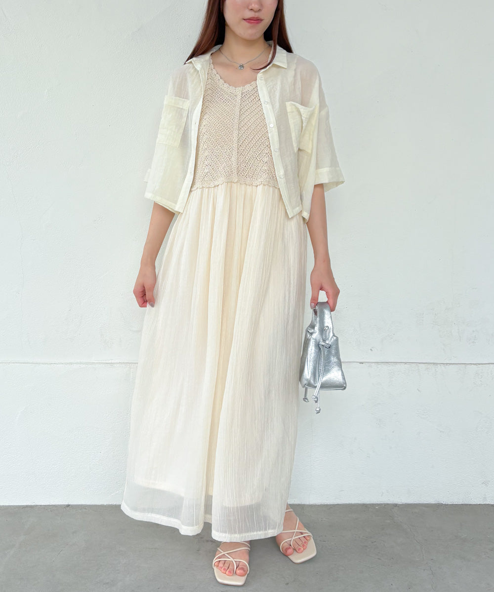 【S・M・Lサイズ展開】クロシェコンビキャミワンピース