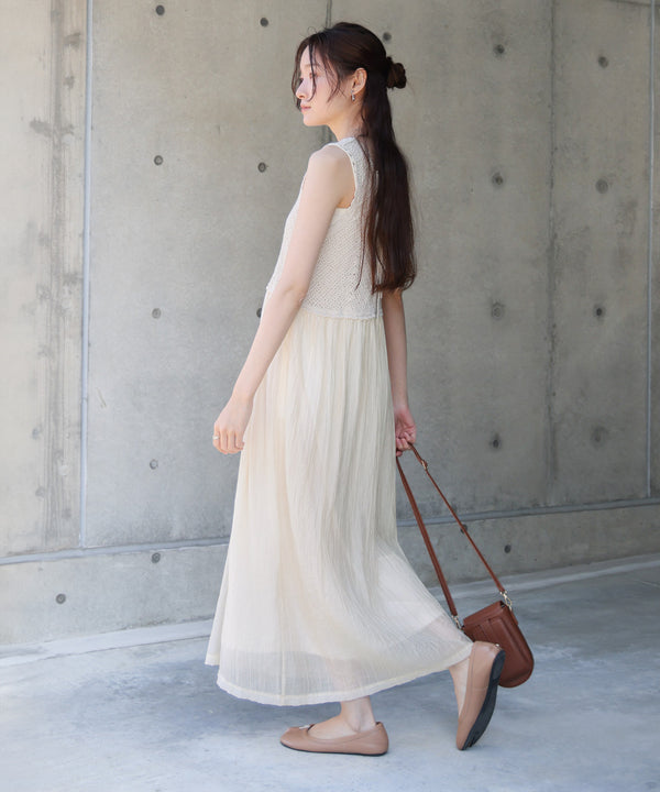 【S・M・Lサイズ展開】クロシェコンビキャミワンピース