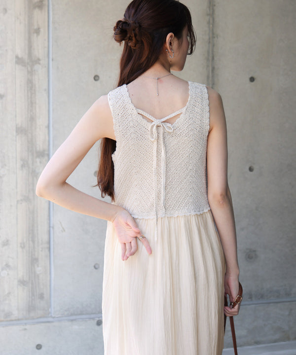 【S・M・Lサイズ展開】クロシェコンビキャミワンピース