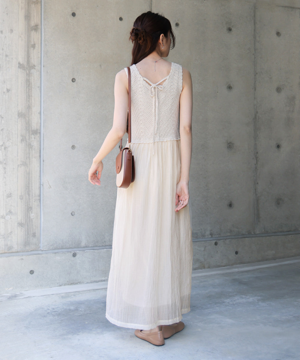 【S・M・Lサイズ展開】クロシェコンビキャミワンピース