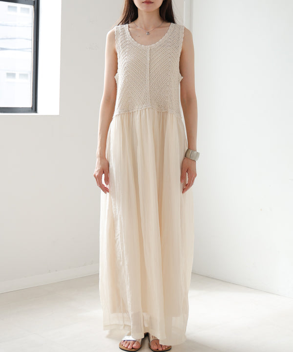 【S・M・Lサイズ展開】クロシェコンビキャミワンピース