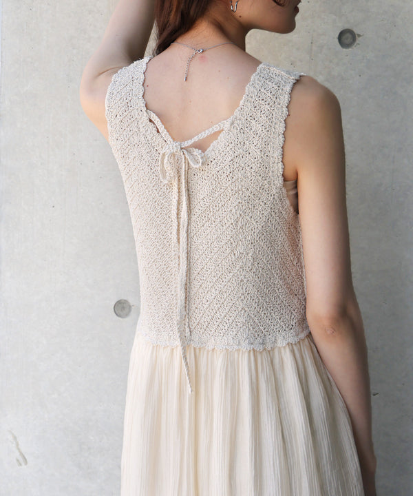 【S・M・Lサイズ展開】クロシェコンビキャミワンピース