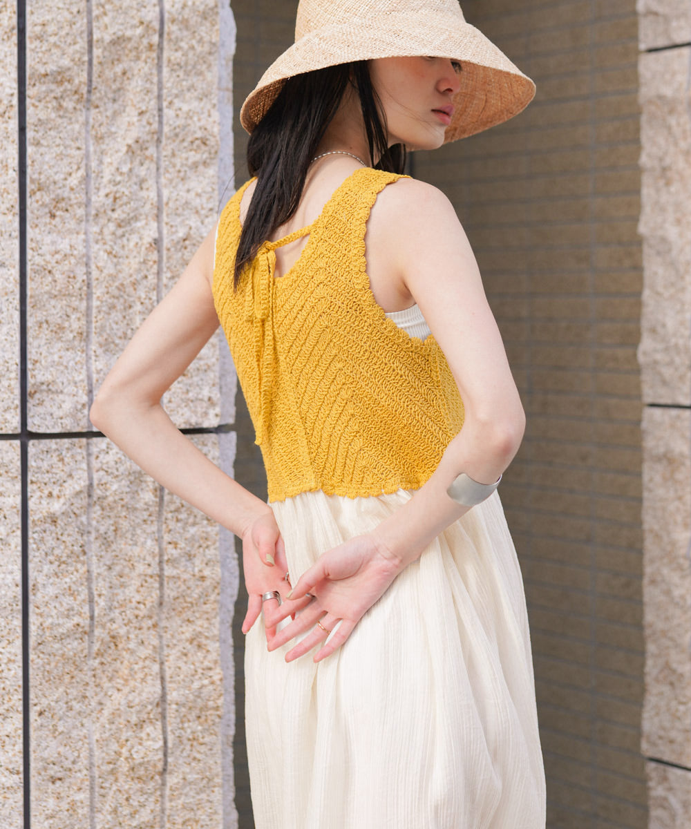 【S・M・Lサイズ展開】クロシェコンビキャミワンピース