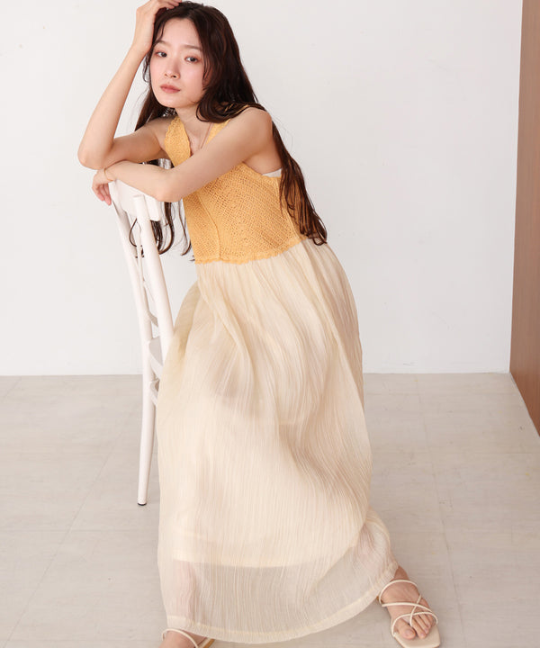 【S・M・Lサイズ展開】クロシェコンビキャミワンピース