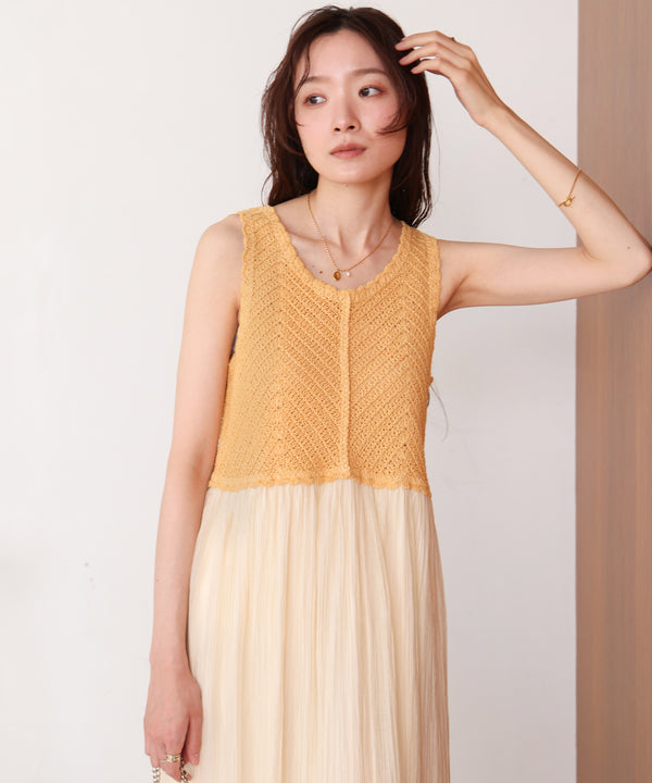 【S・M・Lサイズ展開】クロシェコンビキャミワンピース