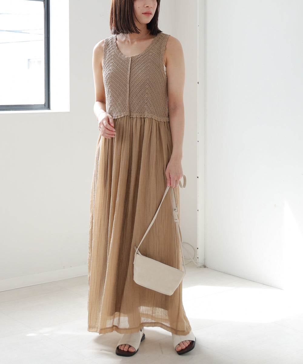 【S・M・Lサイズ展開】クロシェコンビキャミワンピース