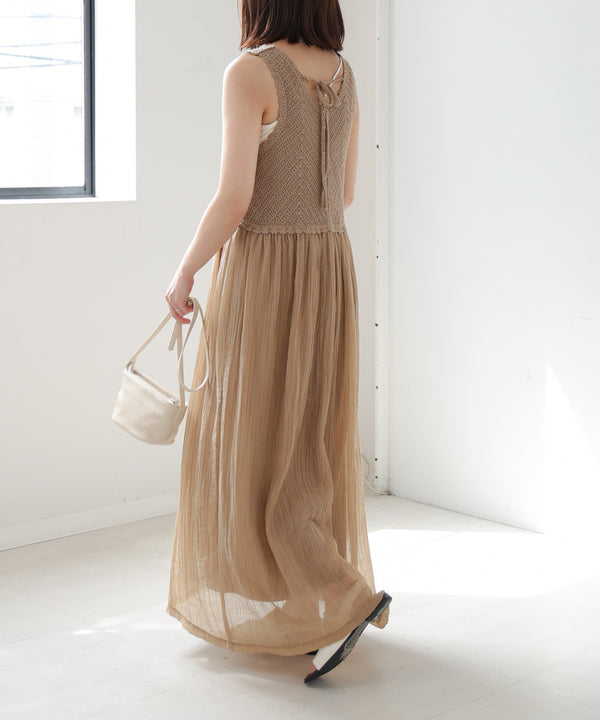 【S・M・Lサイズ展開】クロシェコンビキャミワンピース