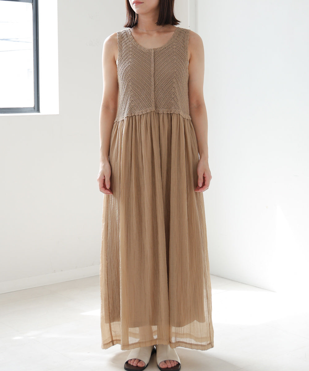 【S・M・Lサイズ展開】クロシェコンビキャミワンピース